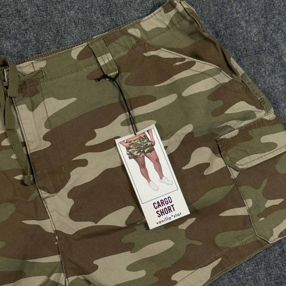 Vanilla Star Camo Cargo Shorts Drawstring Waist Casual 3X Hiking Outdoor Utility